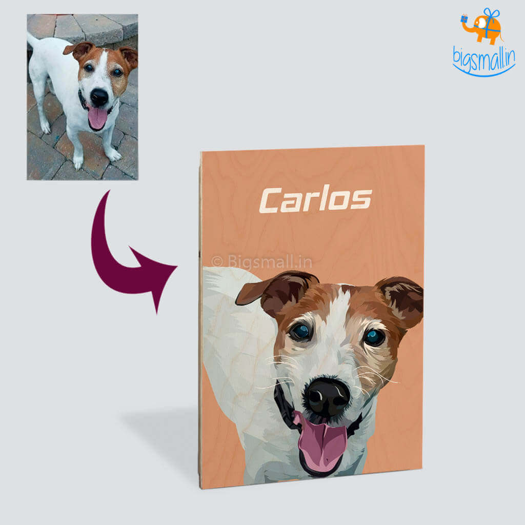 Personalized Pets Caricature Wooden Portrait