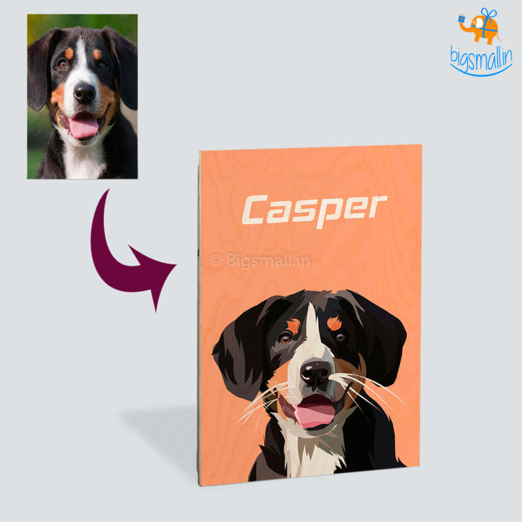 Personalized Pets Caricature Wooden Portrait