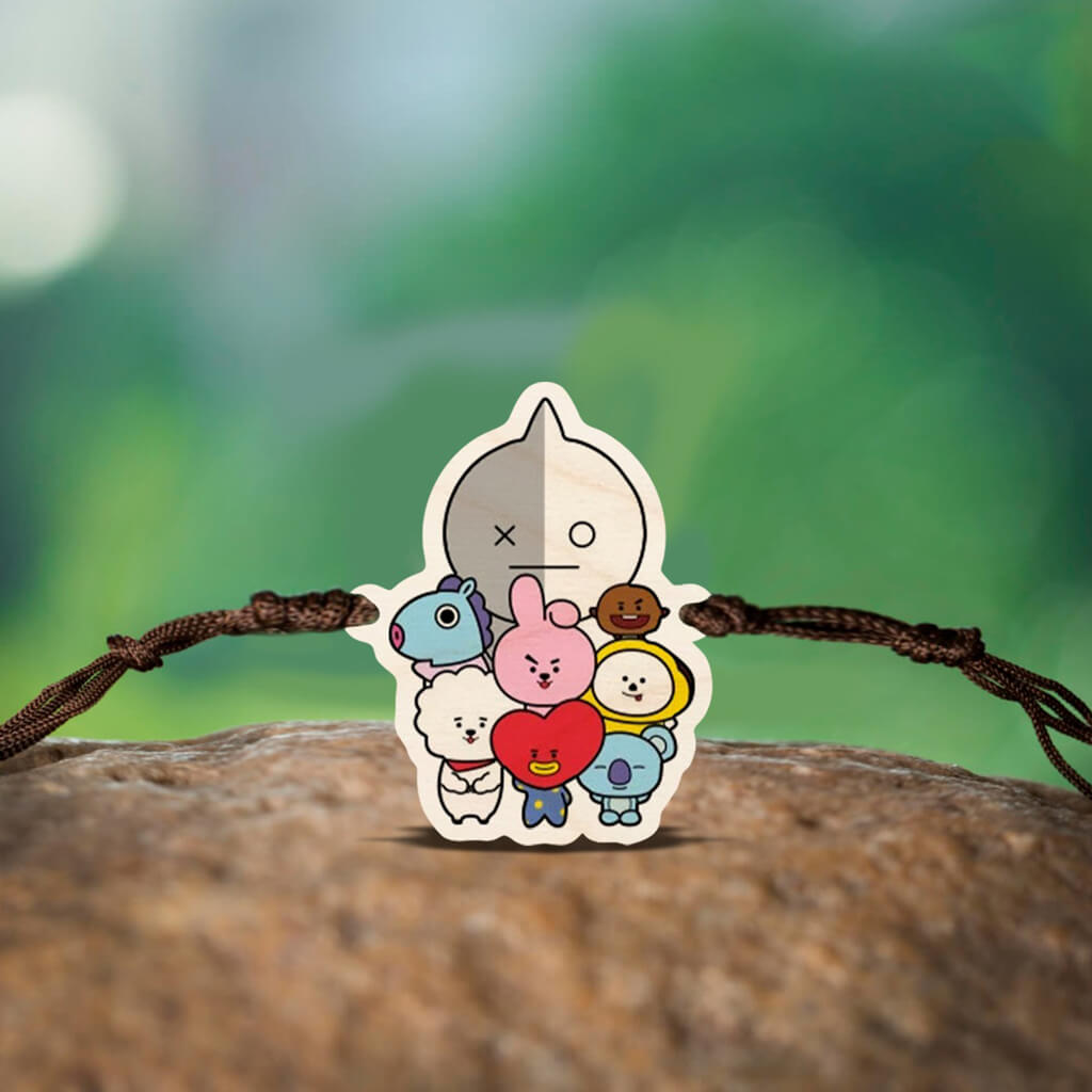 BTS BT21 Wooden Rakhi