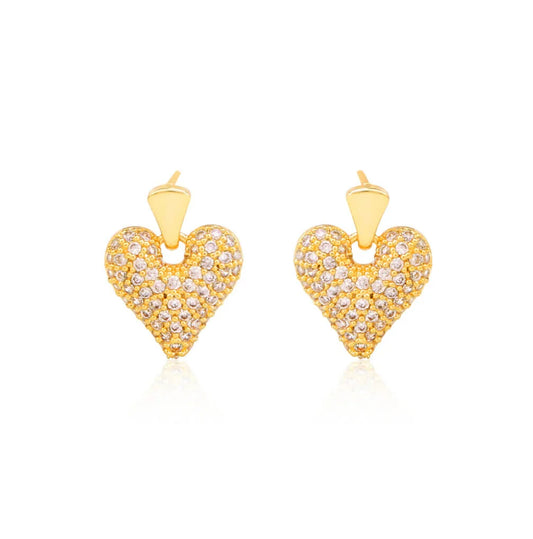 Twinkle Heart Studded 18K Gold Plated Earrings