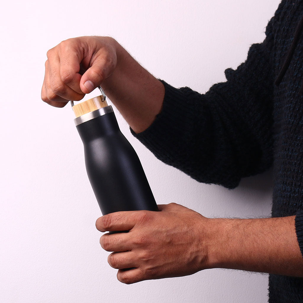 Stainless Steel Flask with Wooden Cap