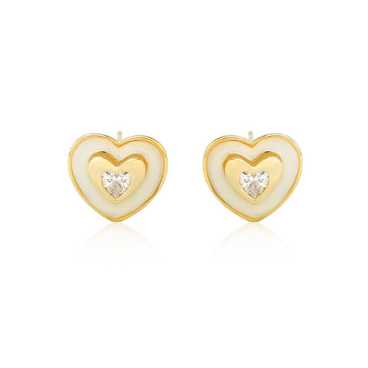 Heart Mother of Pearl 18K Gold Plated Earrings