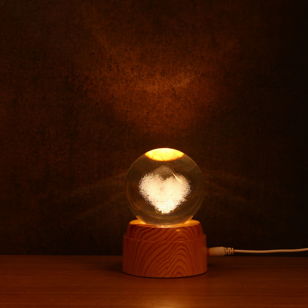 Spinning HeartGlow Crystal Lamp