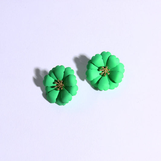 Green Glimmer Blossoms Earrings