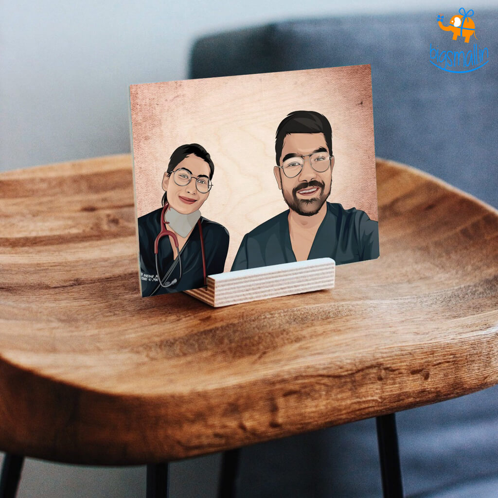 Personalized Caricature Wooden Portrait