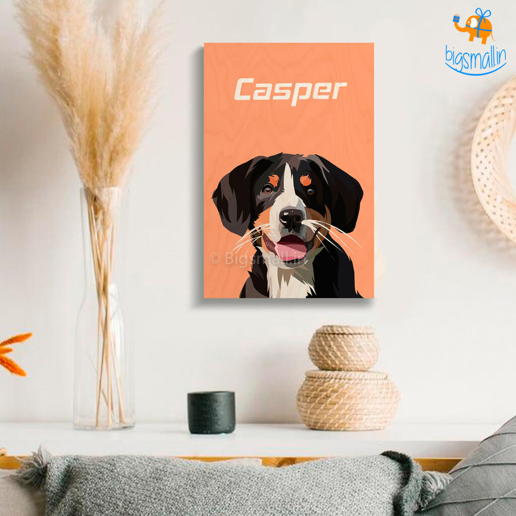 Personalized Pets Caricature Wooden Portrait