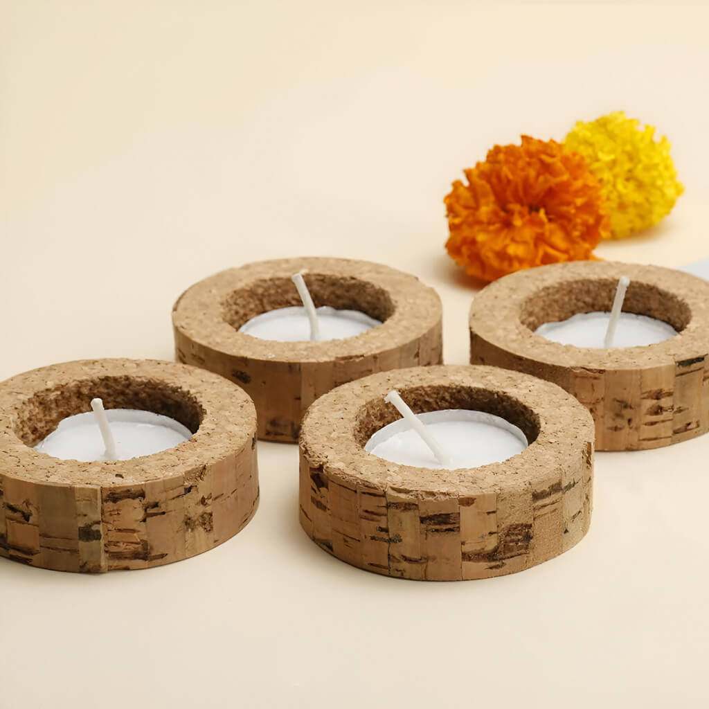 Floating Cork Diya - Set of 4