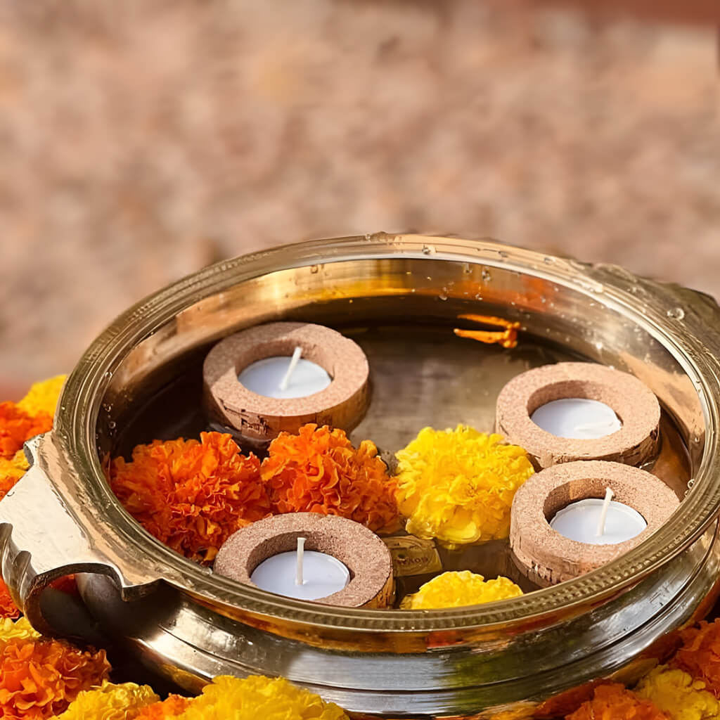 Floating Cork Diya - Set of 4