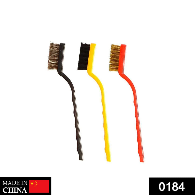 3 Pc Mini Wire Brush Set – Nylon, Brass & Steel Cleaning Brushes for Rust, Stains and Detail Cleaning