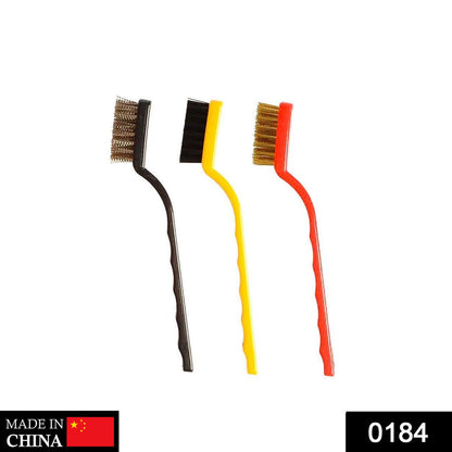 3 Pc Mini Wire Brush Set – Nylon, Brass & Steel Cleaning Brushes for Rust, Stains and Detail Cleaning
