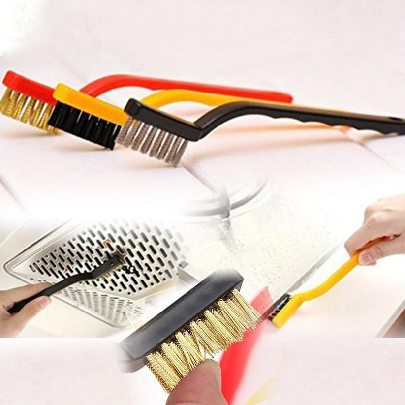 3 Pc Mini Wire Brush Set – Nylon, Brass & Steel Cleaning Brushes for Rust, Stains and Detail Cleaning