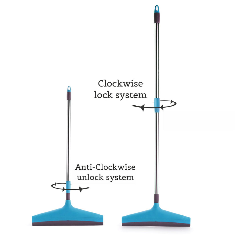 Adjustable Floor Wiper with Stainless Steel Handle – Long Rod Floor Cleaner for Bathroom and Home