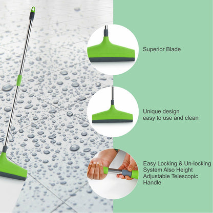 Adjustable Floor Wiper with Stainless Steel Handle – Long Rod Floor Cleaner for Bathroom and Home