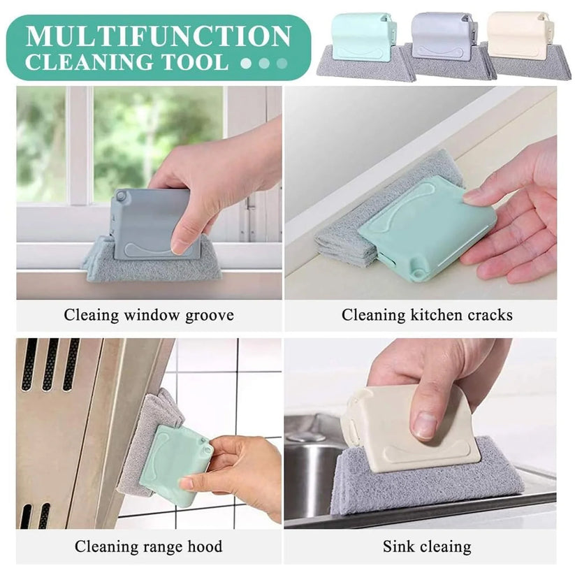 Multipurpose Window & Surface Cleaning Tool Set (2 Pc) – Sponge Scrubber + Microfiber Detail Brush