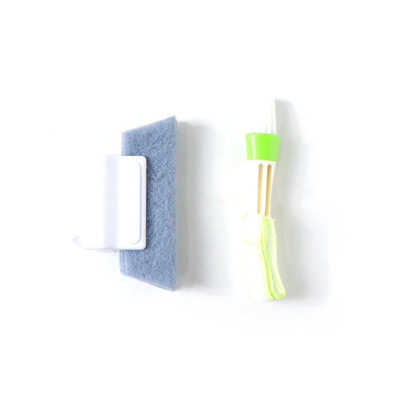 Multipurpose Window & Surface Cleaning Tool Set (2 Pc) – Sponge Scrubber + Microfiber Detail Brush