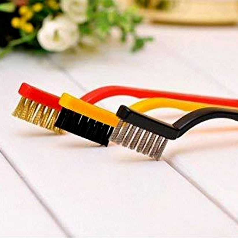 3 Pc Mini Wire Brush Set – Nylon, Brass & Steel Cleaning Brushes for Rust, Stains and Detail Cleaning