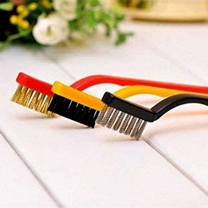 3 Pc Mini Wire Brush Set – Nylon, Brass & Steel Cleaning Brushes for Rust, Stains and Detail Cleaning