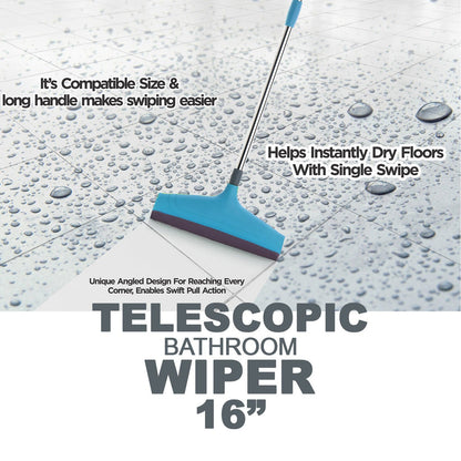 Adjustable Floor Wiper with Stainless Steel Handle – Long Rod Floor Cleaner for Bathroom and Home