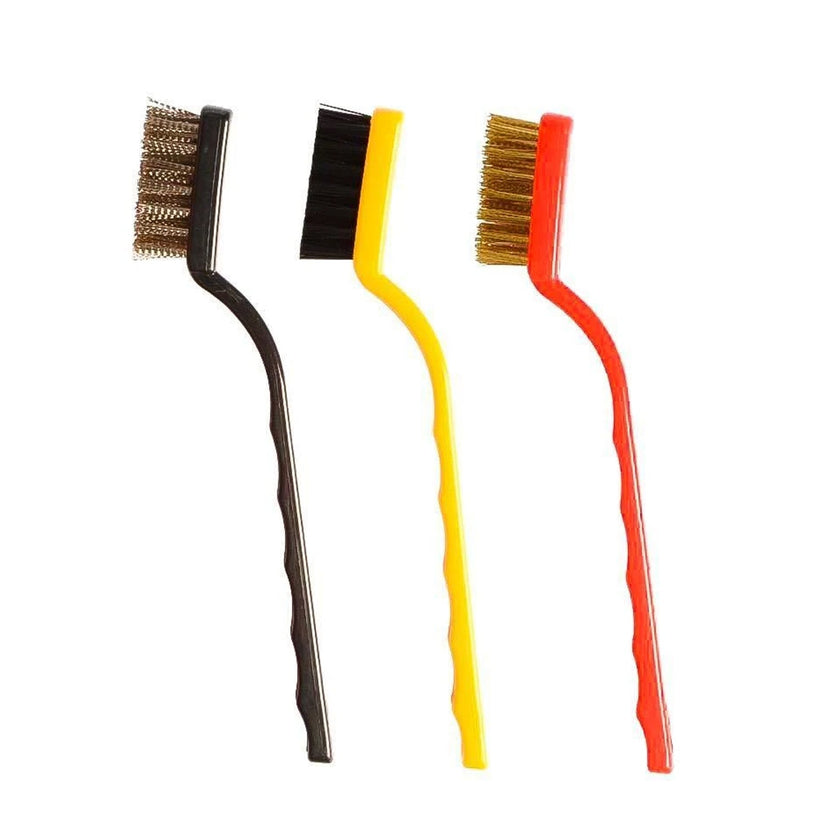 3 Pc Mini Wire Brush Set – Nylon, Brass & Steel Cleaning Brushes for Rust, Stains and Detail Cleaning