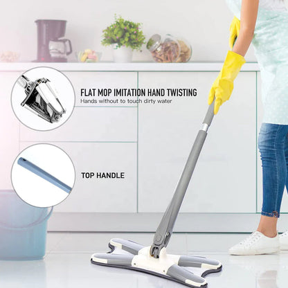 Adjustable 360° Flat Mop with Easy Squeeze – Long Handle Cleaning Mop for Floor, Wall, Ceiling