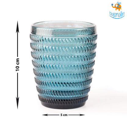 Crystal Blue Textured Glasses - Set of 6