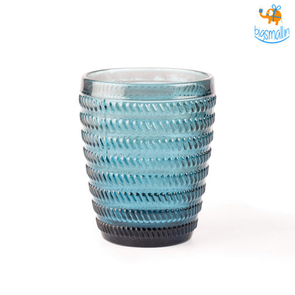 Crystal Blue Textured Glasses - Set of 6