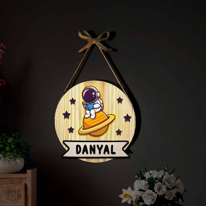Personalized Wooden Astronaut Wall Lamp
