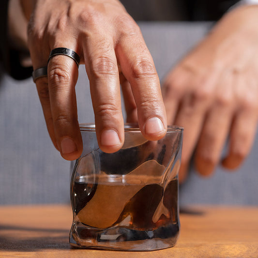 Black Twisted Fold Whiskey Glass