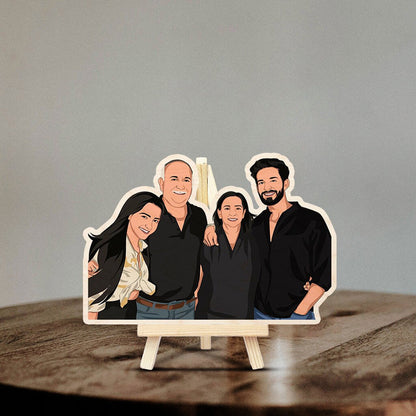 Personalized Caricature Wooden Print With Easel | COD Not Available