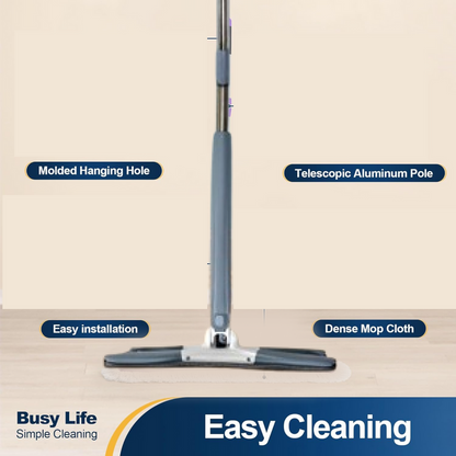 Adjustable 360° Flat Mop with Easy Squeeze – Long Handle Cleaning Mop for Floor, Wall, Ceiling