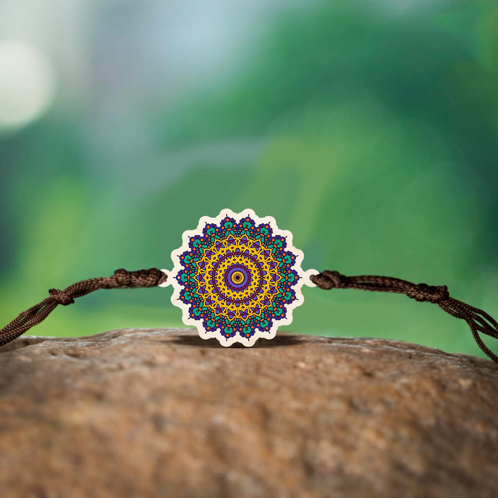 Mandala Wooden Special Rakhi for Brother
