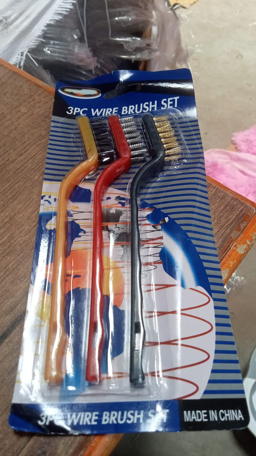 3 Pc Mini Wire Brush Set – Nylon, Brass & Steel Cleaning Brushes for Rust, Stains and Detail Cleaning