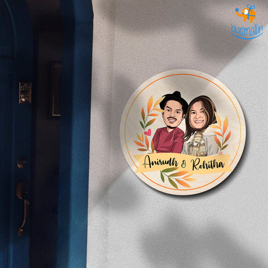 Personalized Caricature Round Name Plate