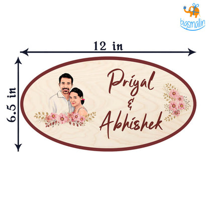 Personalized Caricature Oval Name Plate