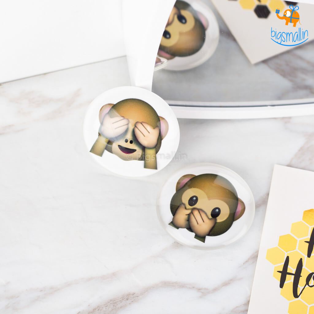 Emoji Crystal Glass Fridge Magnets- Set of 2