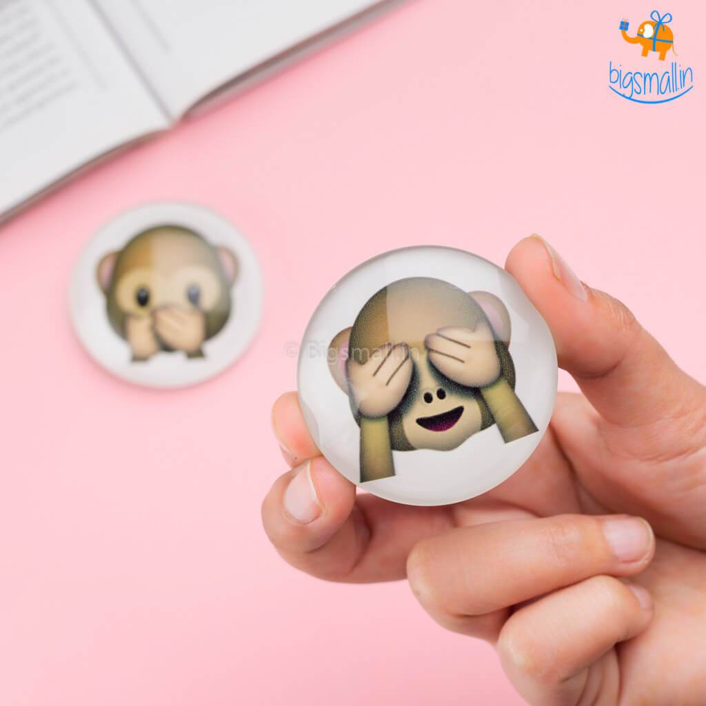 Emoji Crystal Glass Fridge Magnets- Set of 2
