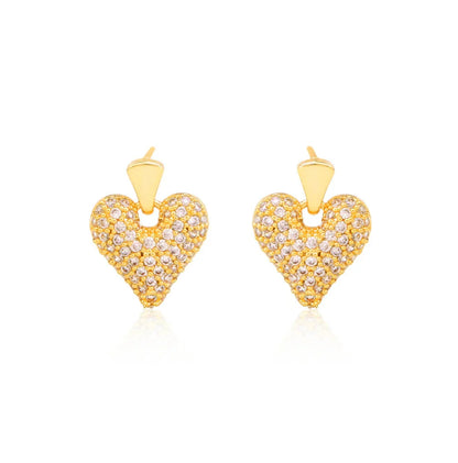 Twinkle Heart Studded 18K Gold Plated Earrings