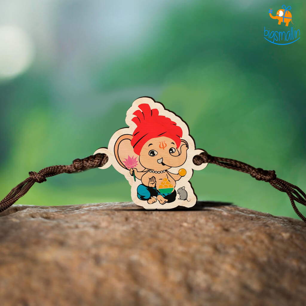 Ganesha Wooden Kids Rakhi
