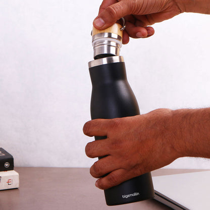 Stainless Steel Flask with Wooden Cap