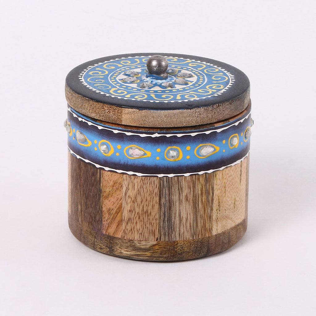 Hand Painted Wooden Jar Set With Tray