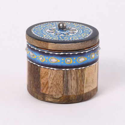 Hand Painted Wooden Jar Set With Tray