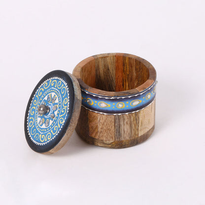 Hand Painted Wooden Jar Set With Tray