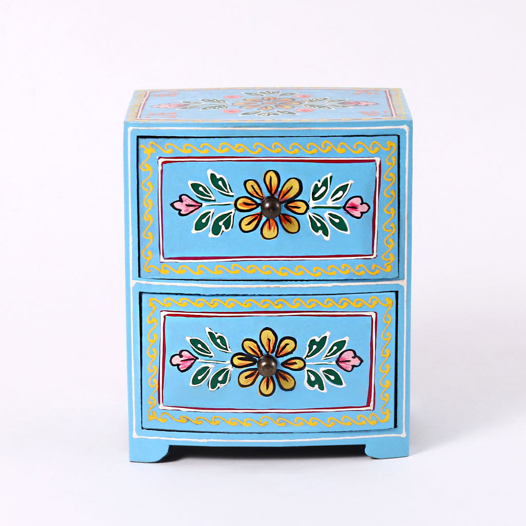 Blue Blossom Wooden Drawer