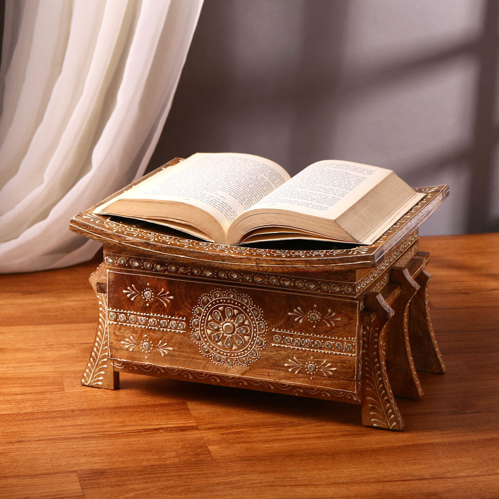 Wooden Book Stand and Storage Box