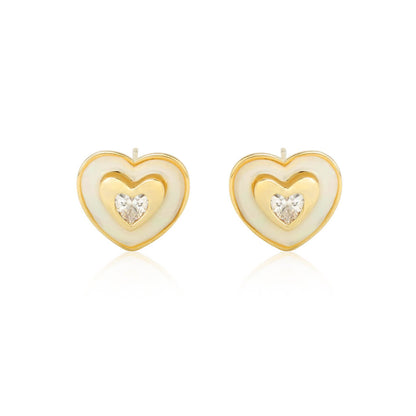 Heart Mother of Pearl 18K Gold Plated Earrings