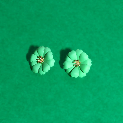 Green Glimmer Blossoms Earrings