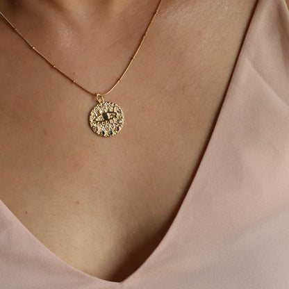 Evil Eye Disc 18K Gold Plated Necklace