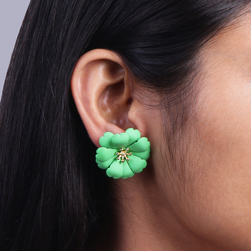 Green Glimmer Blossoms Earrings
