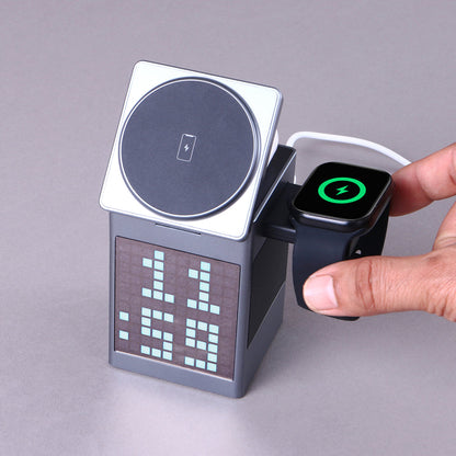 Pixel Dock - 5 in 1 Wireless Charger with Speaker and Clock