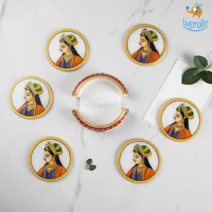 Hand-Painted Marble Queen Coasters - Set of 6